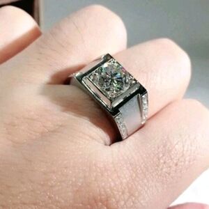 Men's Wedding Ring 14K White Gold Plated Round Cut Simulated Diamond Sz12